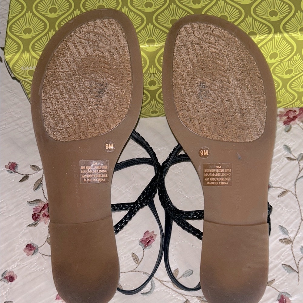GIANNI BINI Black LEATHER Sandals🖤VERY GOOD CONDITION! Style: AMALYA Size 9 - Picture 7 of 8